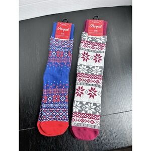 Original Parquet Socks Fun Crew Socks 10-13 New Two Pairs Multi Color